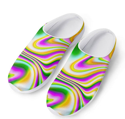 Abstract Holographic Liquid Trippy Print Mesh Casual Shoes