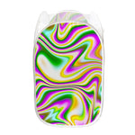 Abstract Holographic Liquid Trippy Print Mesh Laundry Hamper