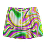 Abstract Holographic Liquid Trippy Print Mesh Shorts