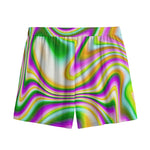 Abstract Holographic Liquid Trippy Print Mesh Shorts