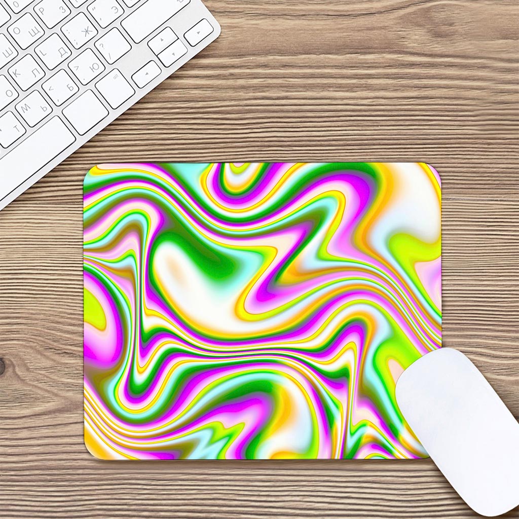 Abstract Holographic Liquid Trippy Print Mouse Pad