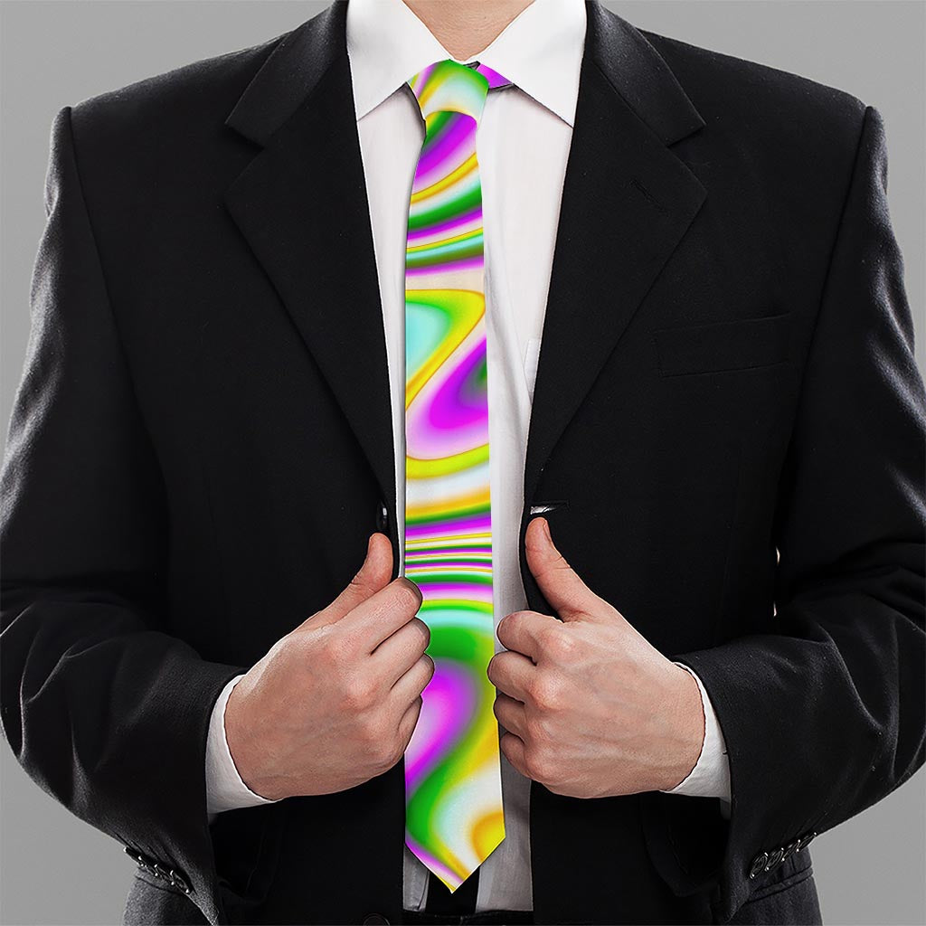 Abstract Holographic Liquid Trippy Print Necktie