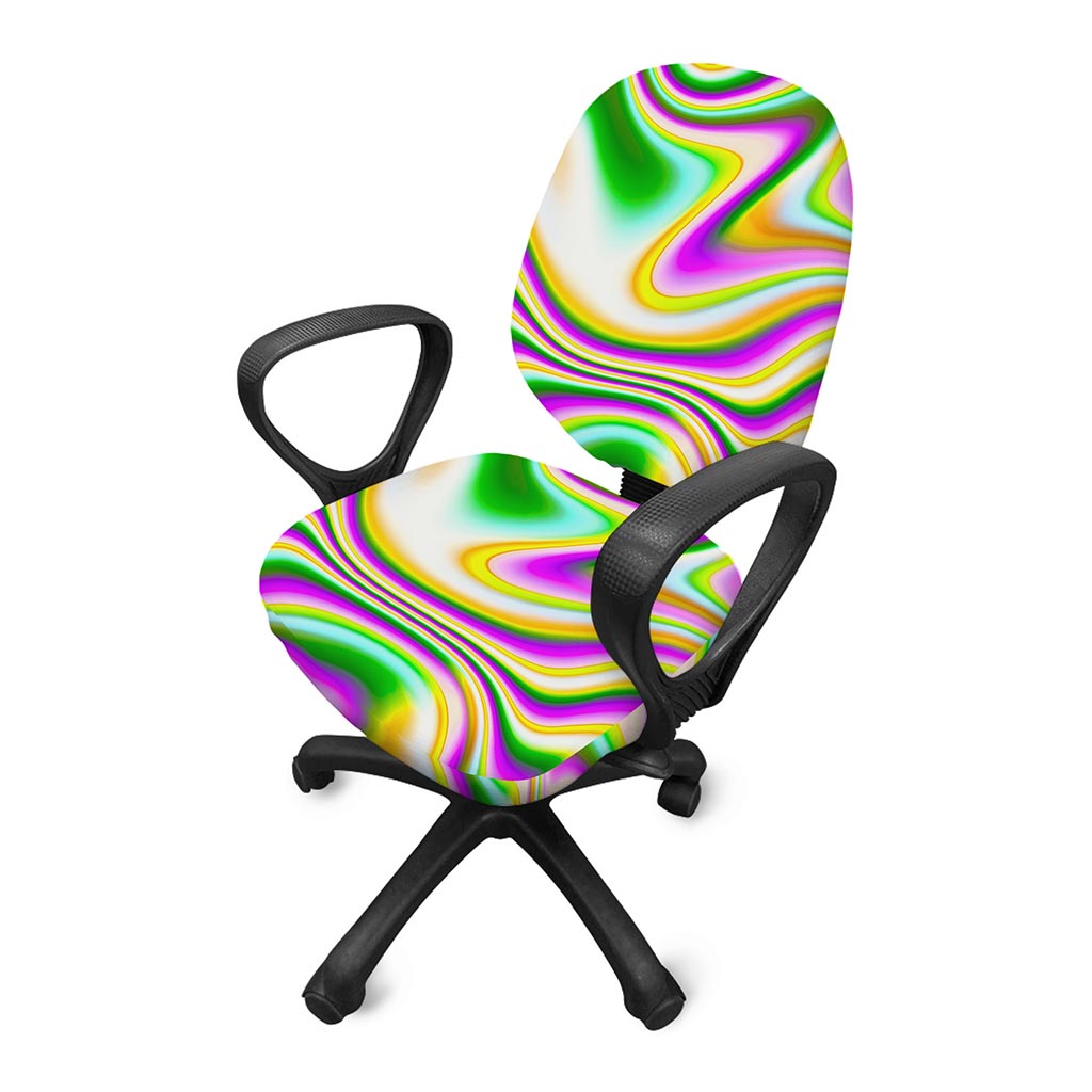 Abstract Holographic Liquid Trippy Print Office Chair Cover