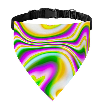 Abstract Holographic Liquid Trippy Print Over The Collar Dog Bandana