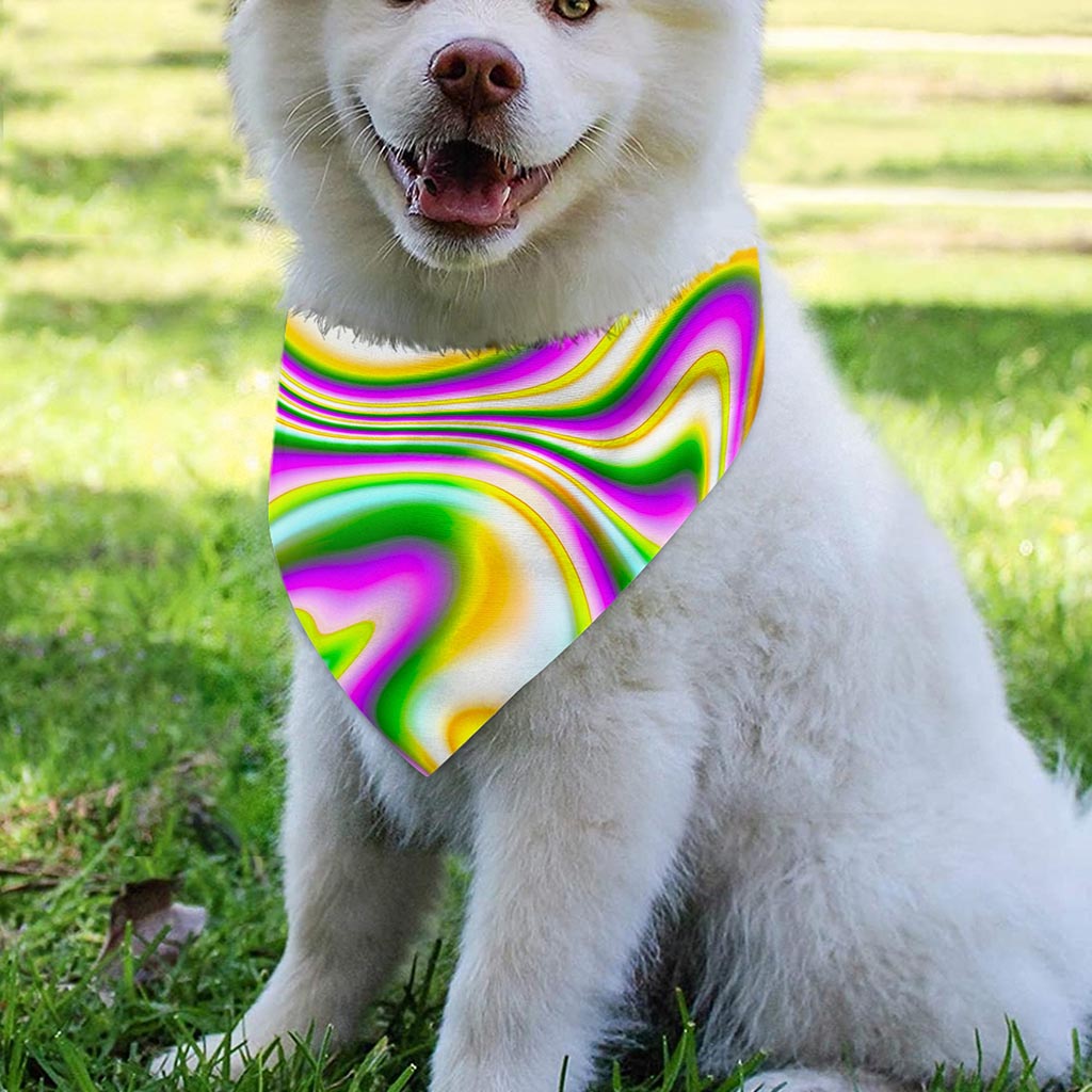 Abstract Holographic Liquid Trippy Print Over The Collar Dog Bandana