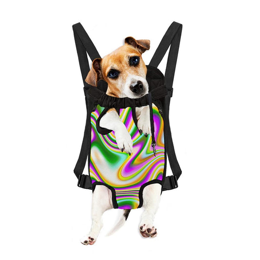 Abstract Holographic Liquid Trippy Print Pet Carrier Backpack