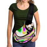 Abstract Holographic Liquid Trippy Print Pet Sling Carrier