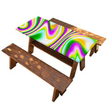 Abstract Holographic Liquid Trippy Print Picnic Table Cover
