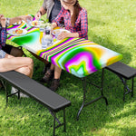 Abstract Holographic Liquid Trippy Print Picnic Table Cover