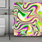 Abstract Holographic Liquid Trippy Print Polyester Shower Curtain