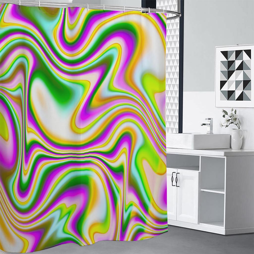 Abstract Holographic Liquid Trippy Print Premium Shower Curtain