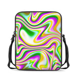 Abstract Holographic Liquid Trippy Print Rectangular Crossbody Bag