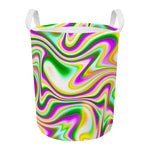 Abstract Holographic Liquid Trippy Print Round Laundry Basket