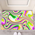 Abstract Holographic Liquid Trippy Print Rubber Doormat