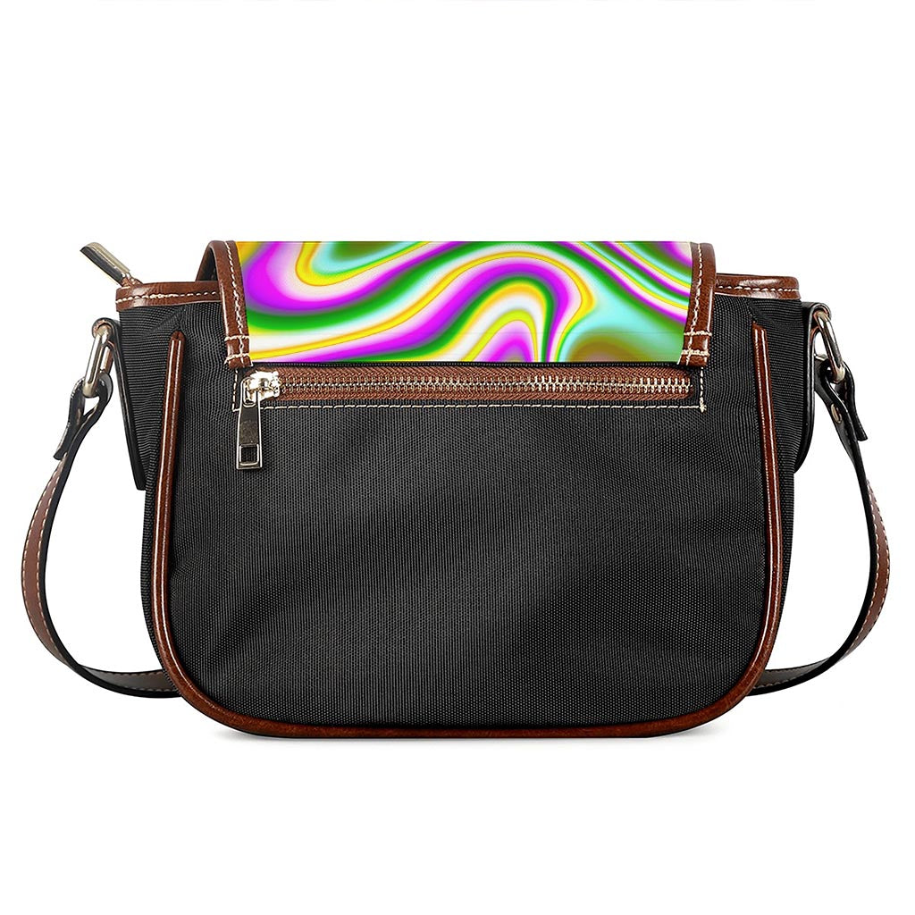 Abstract Holographic Liquid Trippy Print Saddle Bag