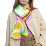 Abstract Holographic Liquid Trippy Print Scarf