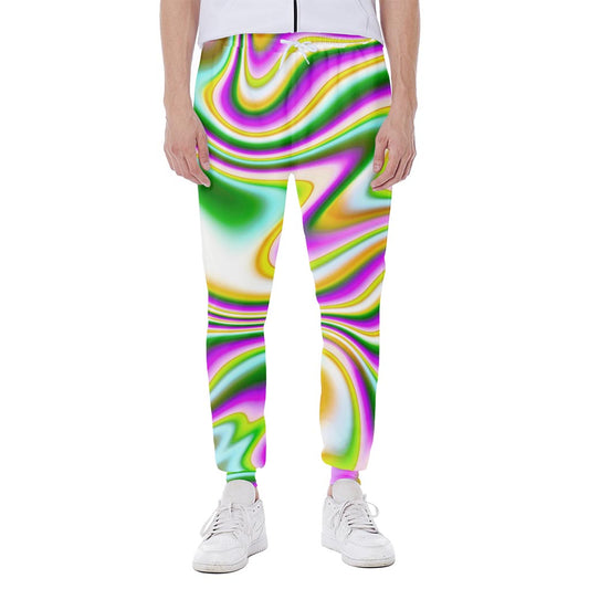 Abstract Holographic Liquid Trippy Print Scuba Joggers