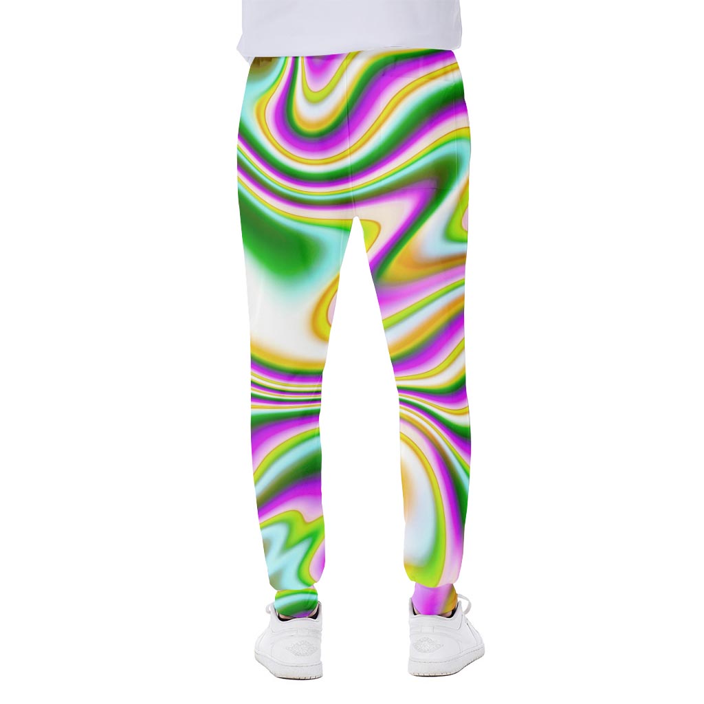Abstract Holographic Liquid Trippy Print Scuba Joggers