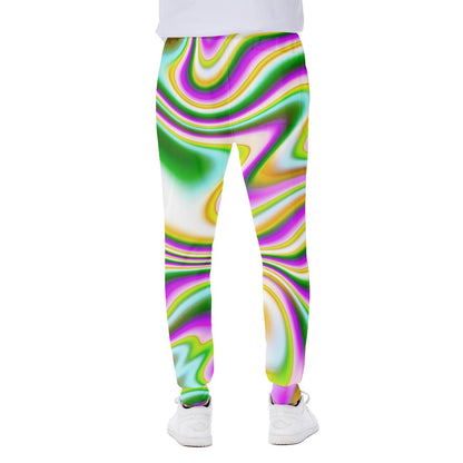 Abstract Holographic Liquid Trippy Print Scuba Joggers