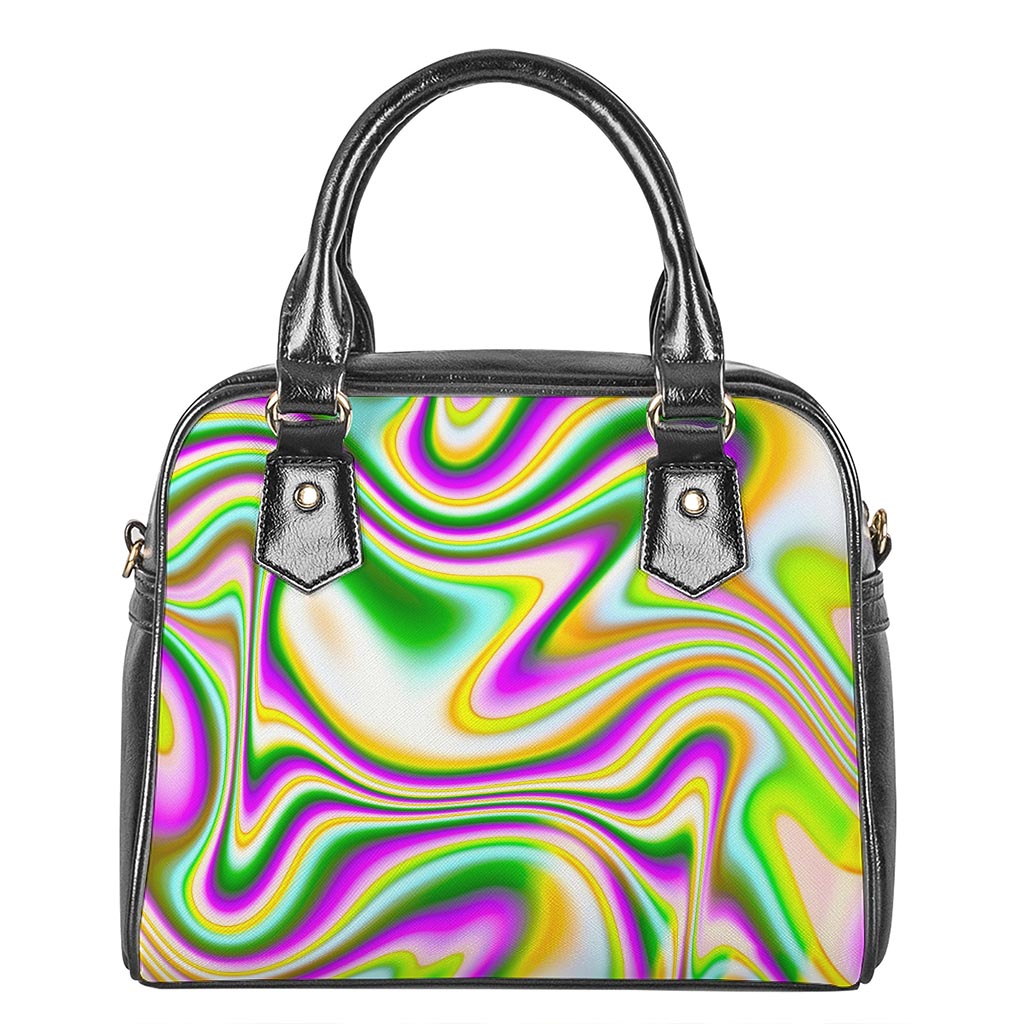 Abstract Holographic Liquid Trippy Print Shoulder Handbag