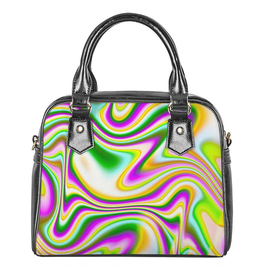 Abstract Holographic Liquid Trippy Print Shoulder Handbag