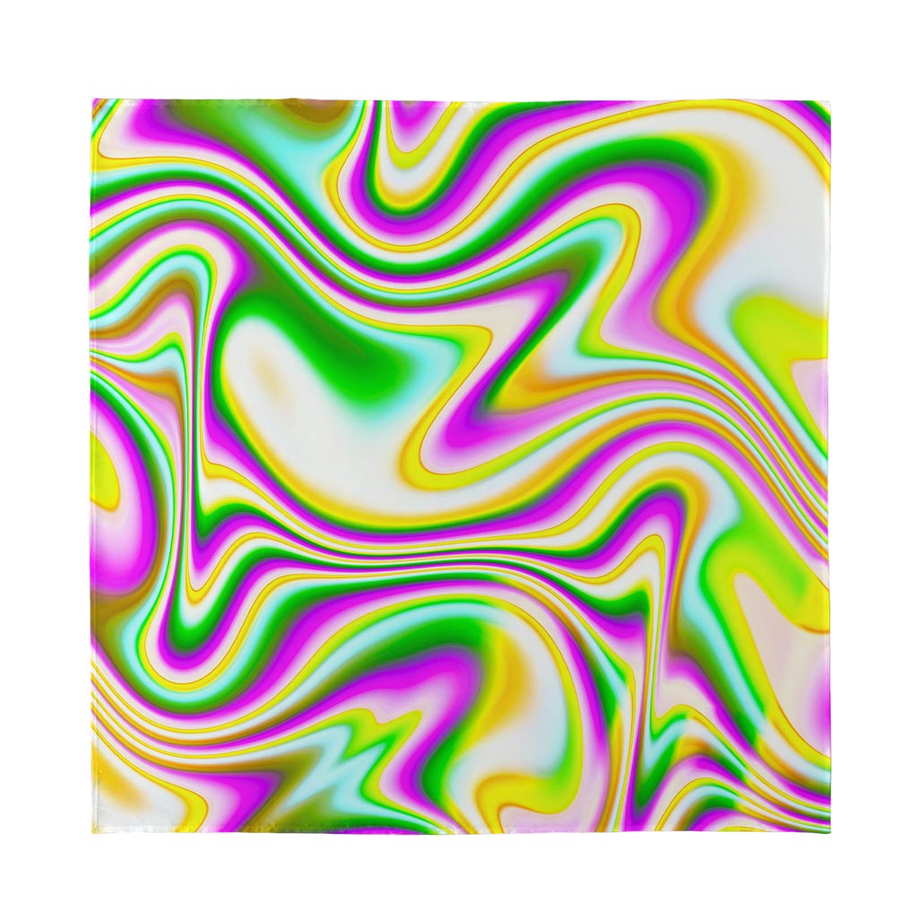 Abstract Holographic Liquid Trippy Print Silk Bandana