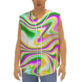 Abstract Holographic Liquid Trippy Print Sleeveless Baseball Jersey