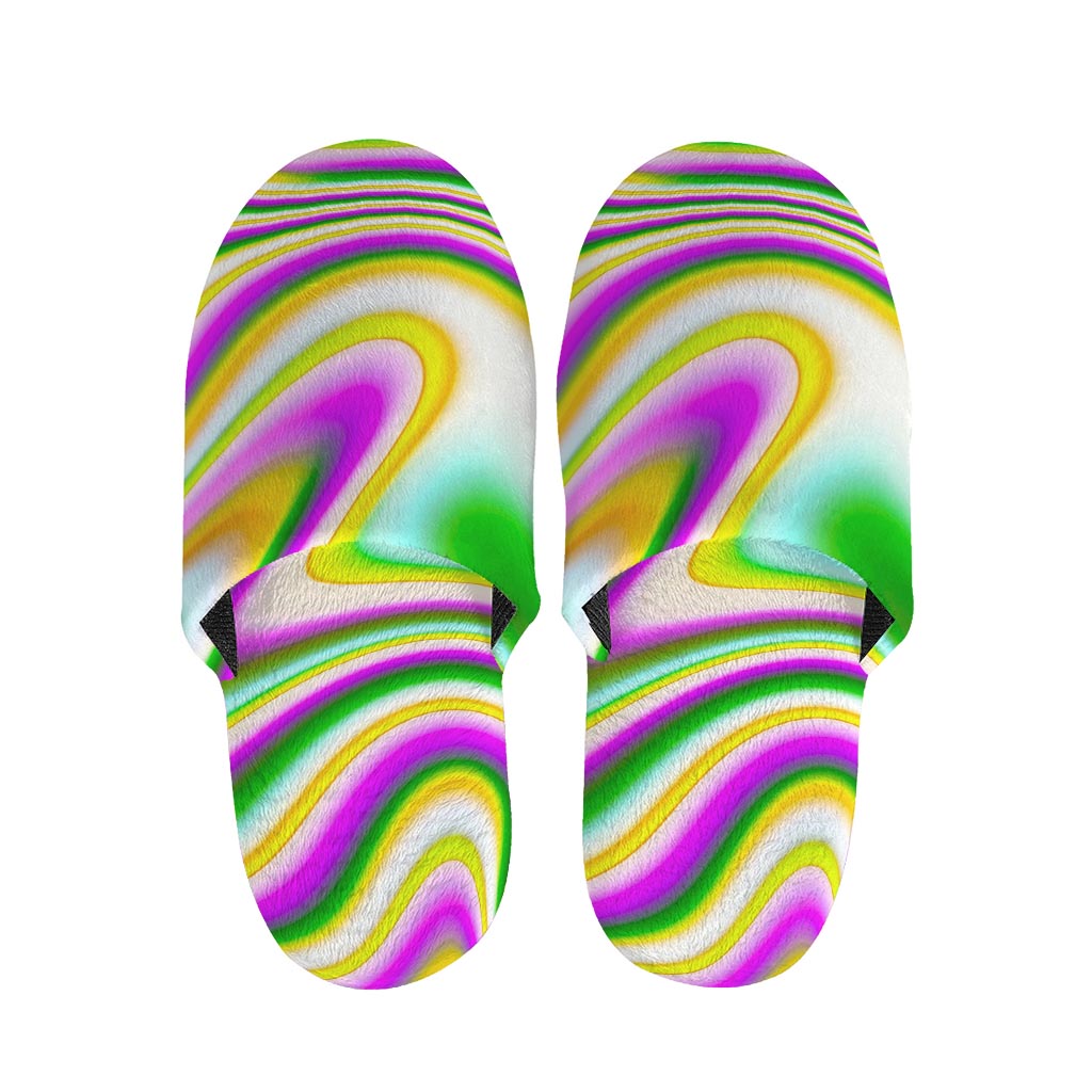 Abstract Holographic Liquid Trippy Print Slippers