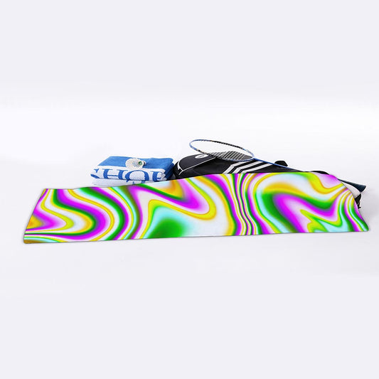 Abstract Holographic Liquid Trippy Print Sports Towel