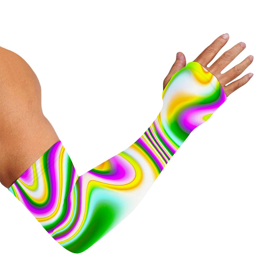 Abstract Holographic Liquid Trippy Print Sun Protection Arm Sleeves