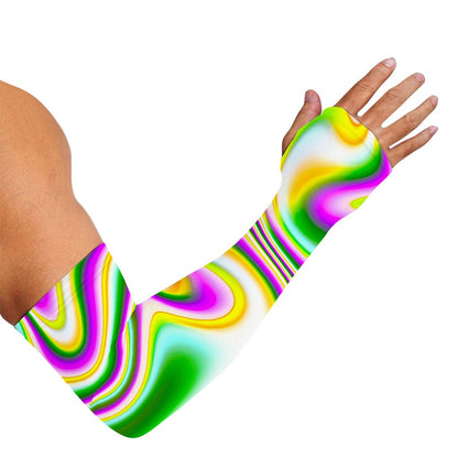 Abstract Holographic Liquid Trippy Print Sun Protection Arm Sleeves