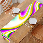 Abstract Holographic Liquid Trippy Print Table Runner