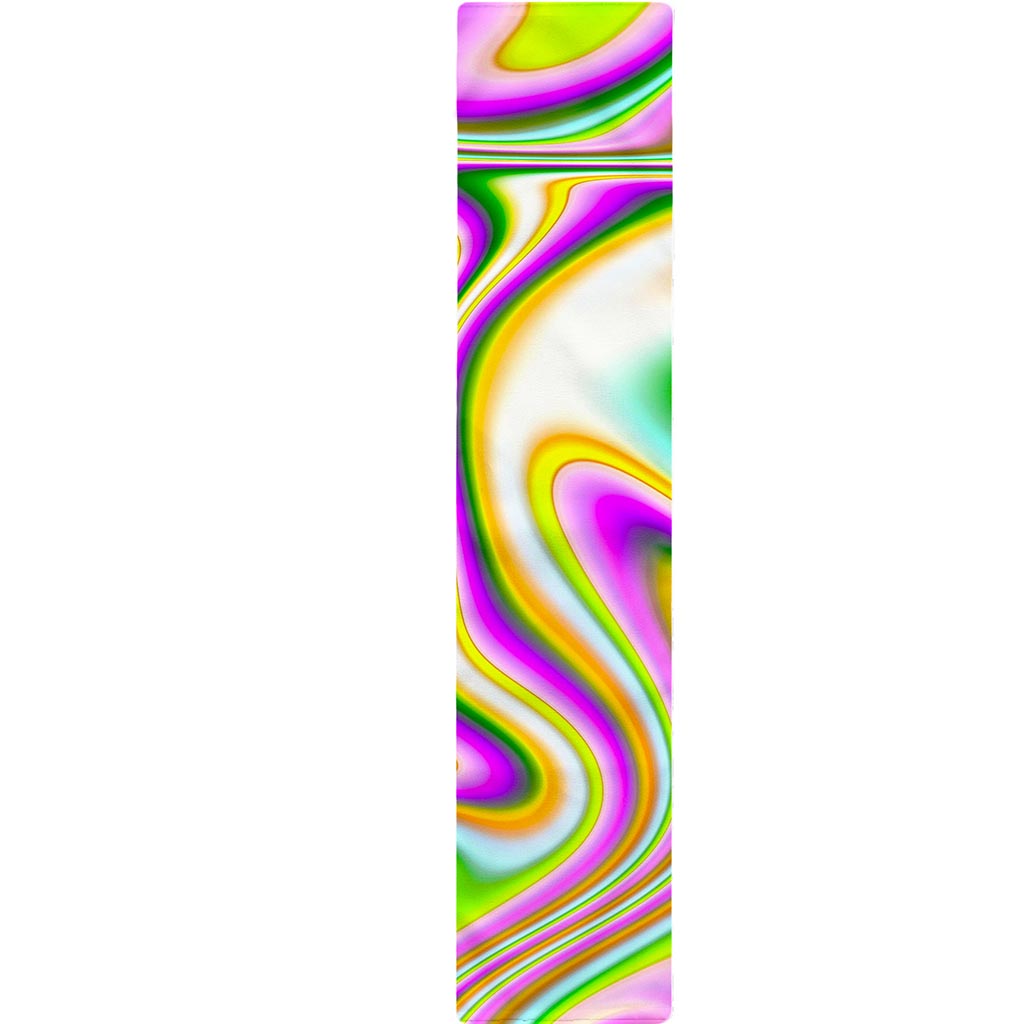 Abstract Holographic Liquid Trippy Print Table Runner