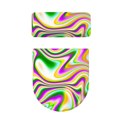 Abstract Holographic Liquid Trippy Print Toilet Lid And Tank Cover Set