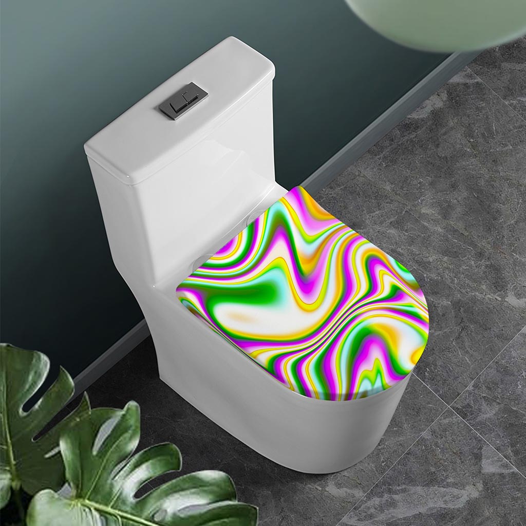 Abstract Holographic Liquid Trippy Print Toilet Lid Cover