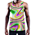Abstract Holographic Liquid Trippy Print Training Tank Top