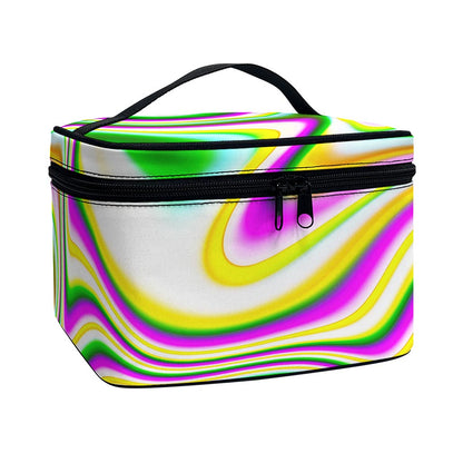 Abstract Holographic Liquid Trippy Print Travel Makeup Bag