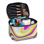 Abstract Holographic Liquid Trippy Print Travel Makeup Bag