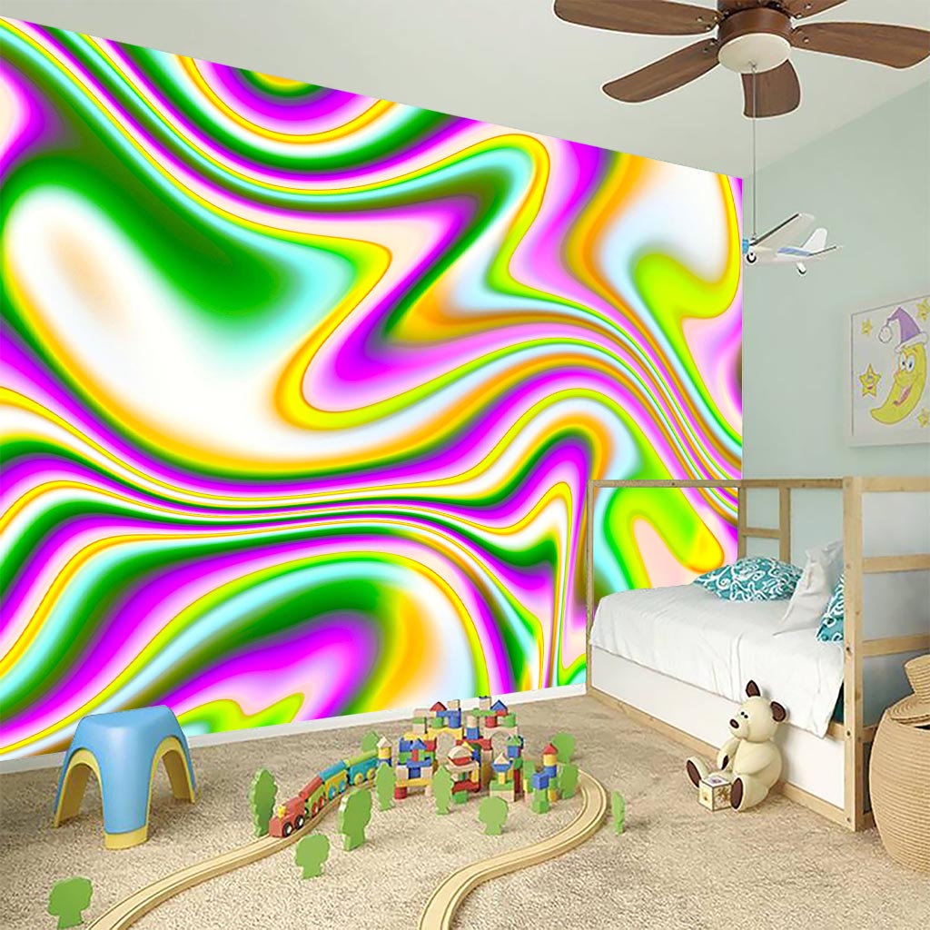 Abstract Holographic Liquid Trippy Print Wall Sticker
