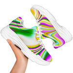 Abstract Holographic Liquid Trippy Print White Chunky Shoes