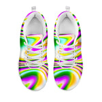 Abstract Holographic Liquid Trippy Print White Running Shoes