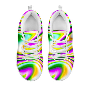 Abstract Holographic Liquid Trippy Print White Running Shoes