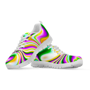 Abstract Holographic Liquid Trippy Print White Running Shoes