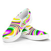 Abstract Holographic Liquid Trippy Print White Slip On Sneakers