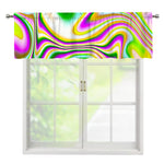 Abstract Holographic Liquid Trippy Print Window Valance