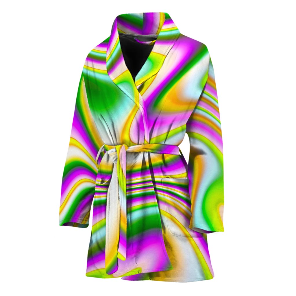 Abstract Holographic Liquid Trippy Print Women's Bathrobe