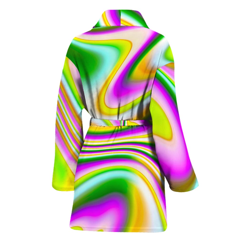 Abstract Holographic Liquid Trippy Print Women's Bathrobe