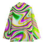 Abstract Holographic Liquid Trippy Print Women's Blazer