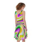 Abstract Holographic Liquid Trippy Print Women's Sleeveless Dress