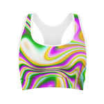 Abstract Holographic Liquid Trippy Print Women's Sports Bra
